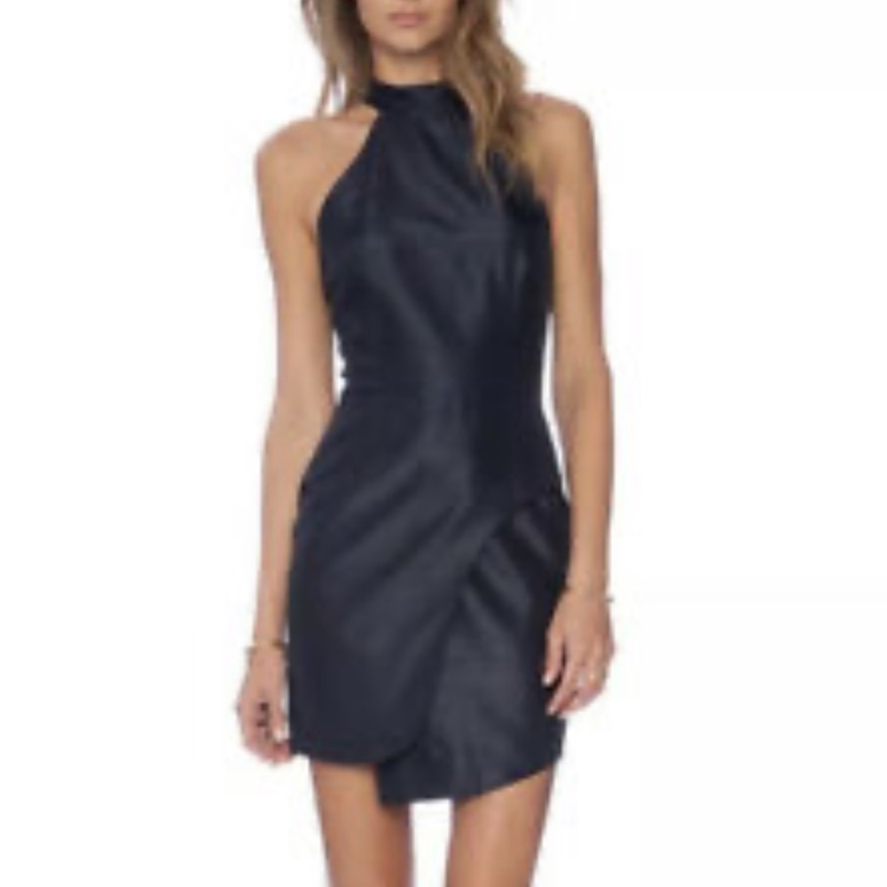 Keepsake Midnight Blue Tessellate Halter Dress M